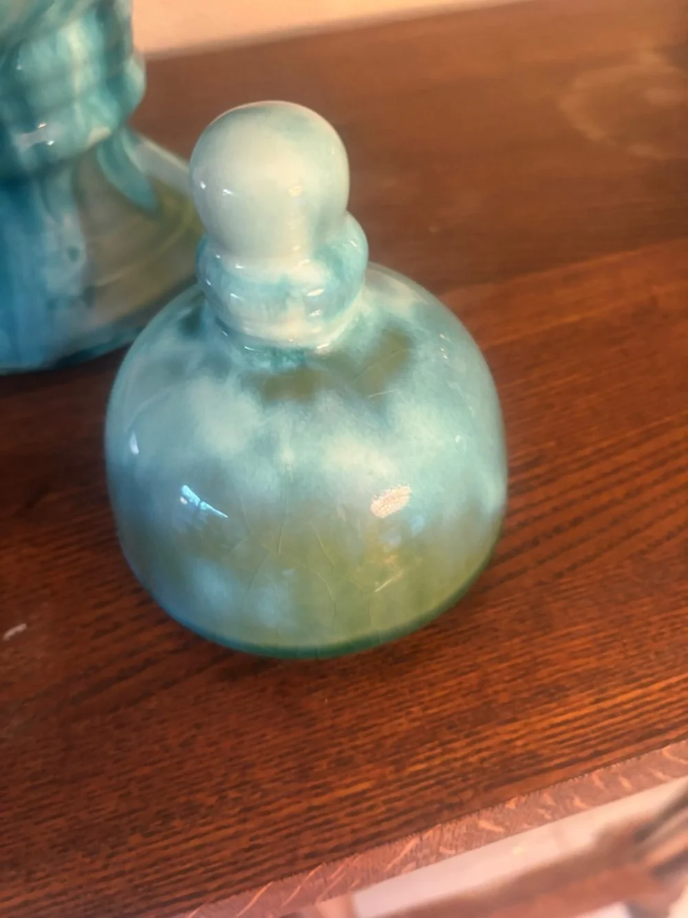 Turquoise Ceramic Decorative Covered Jar - Home Accents